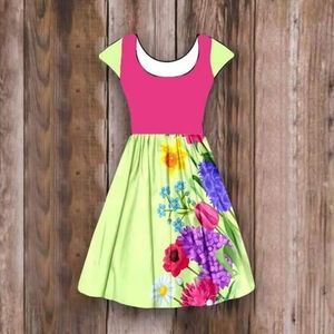 SPRING FLORAL SHORT SLEEVED DRESS